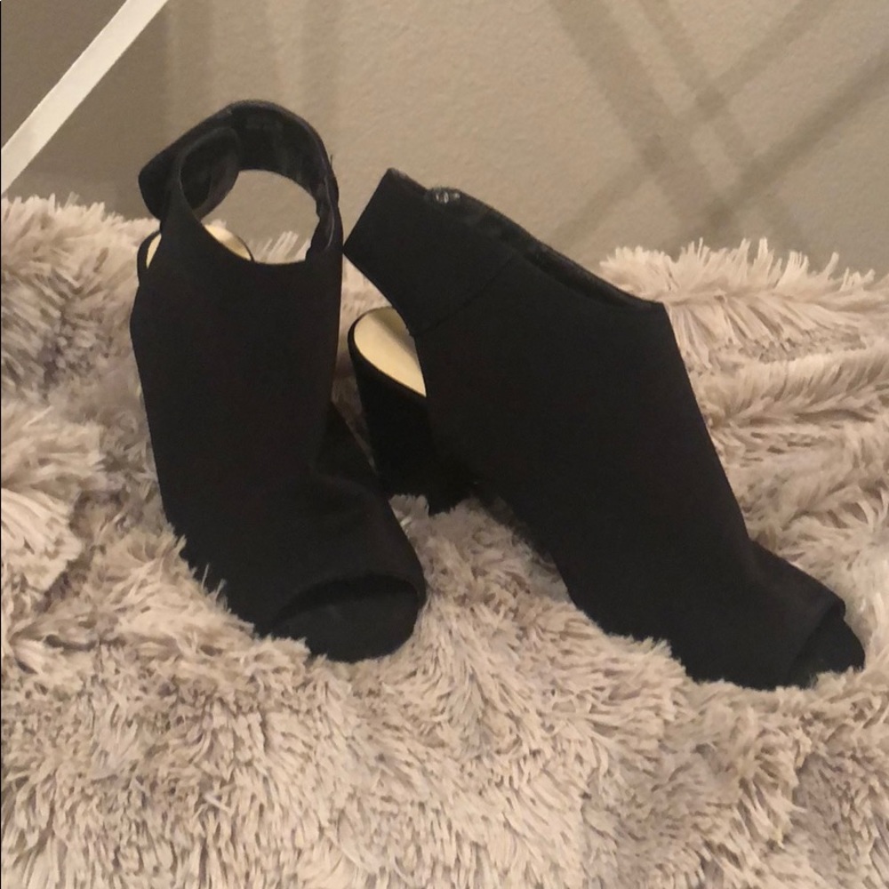 Black open toe booties